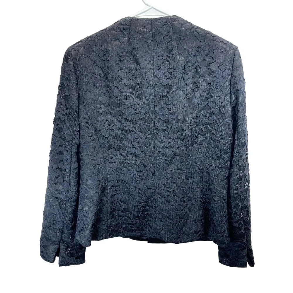Sandra Darren Women's Black Sheer Lace Beaded Lined Blazer Small‎